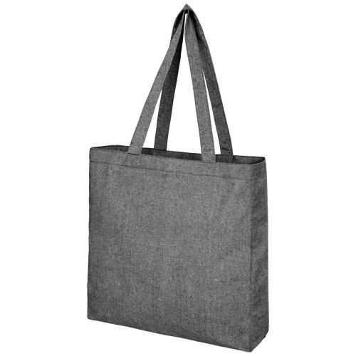Tote bag recyclé publicitaire avec soufflet 210g - Pheebs Noir chiné
